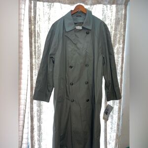 Men’s London Fog Green Trench Coat double breasted zipper lined